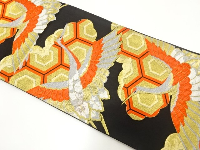 JAPANESE KIMONO / ANTIQUE FUKURO OBI / WOVEN KIKKO PATTERN